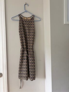 Banana Republic Black and Cream Geometric Midi Dress
